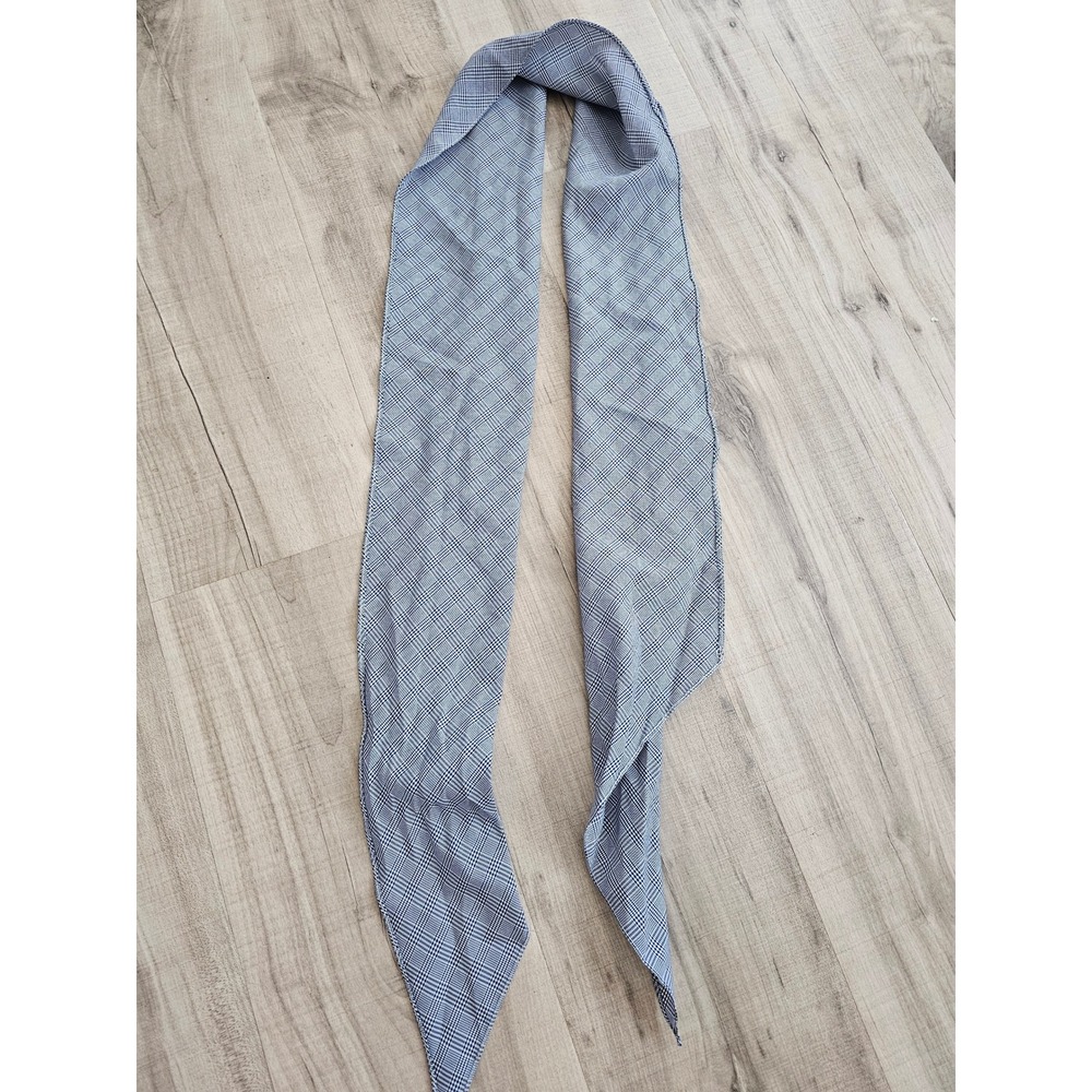 Black White Glen Plaid Skinny Scarf Long Narrow Neck Tie Pointed Ends